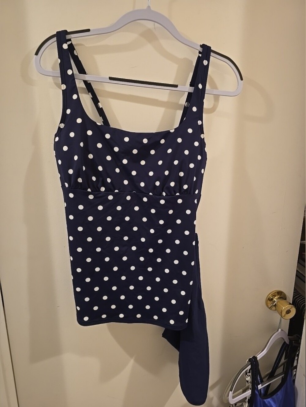 Gorgeous Lands' End NWT Blue White Dot Tankini Bathing Suit Set. Med Size 12